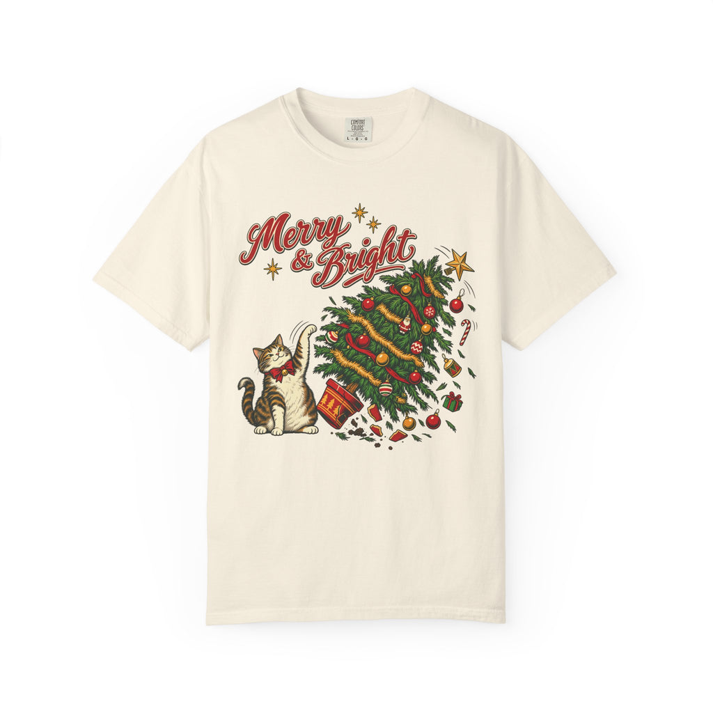 Merry And Bright T-shirt in Ivory, front view