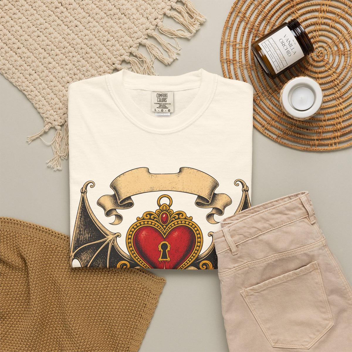 Bite Me T-shirt in Ivory, flat lay view