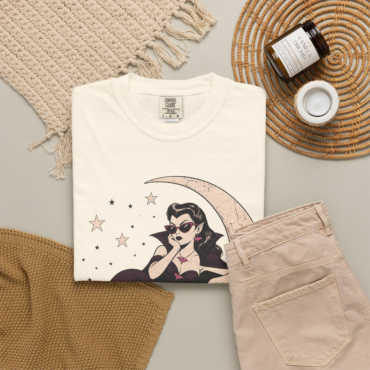 Night Owl Forever T-shirt in Ivory, flat lay view