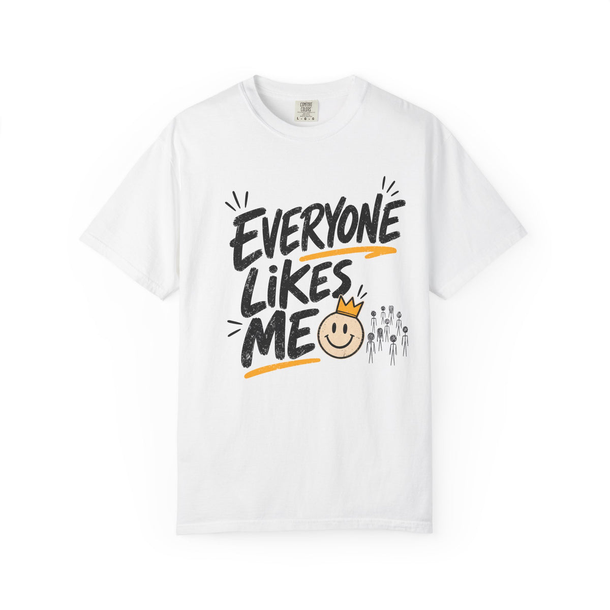 Everyone Likes Me T-shirt in White, front view