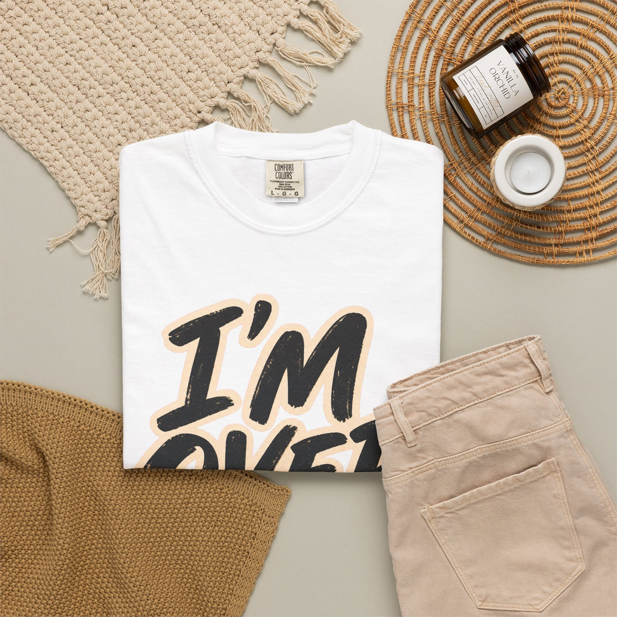 I'm Over Him T-shirt in White, flat lay view