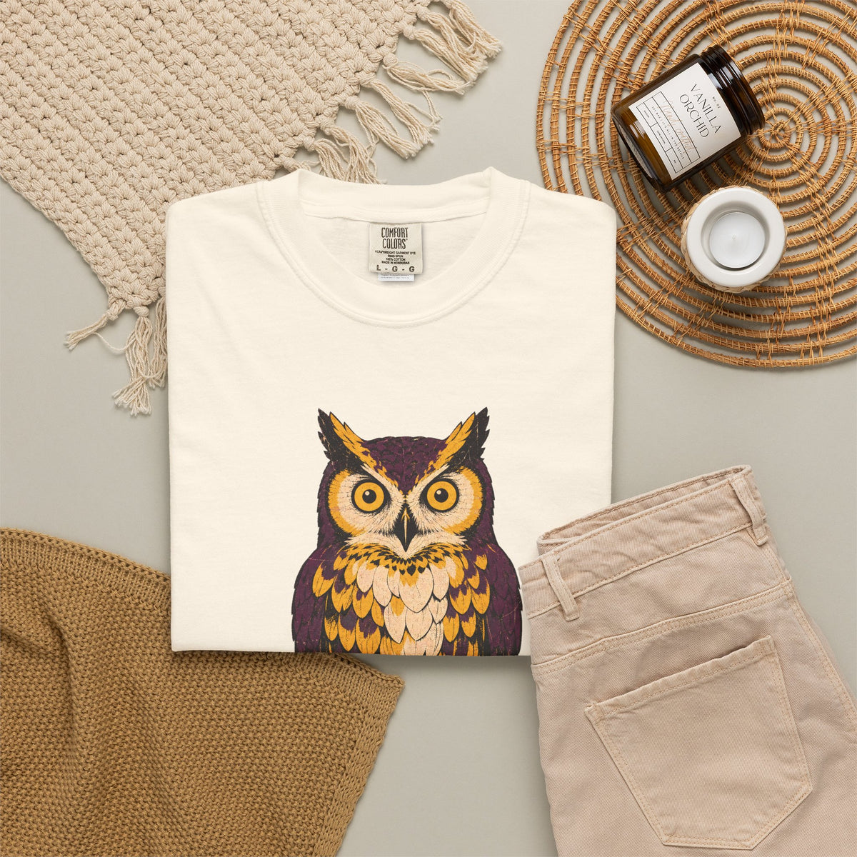 Not Everything Hoots At Night T-shirt in Ivory, flat lay view