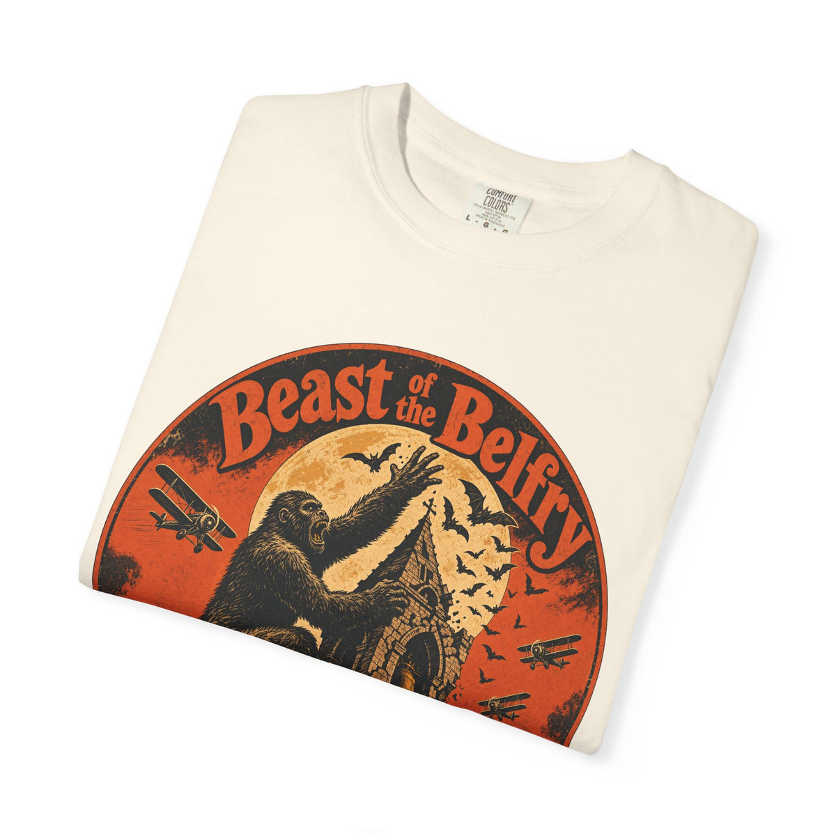 Halloween Film Parody T-shirt in Ivory, folded view