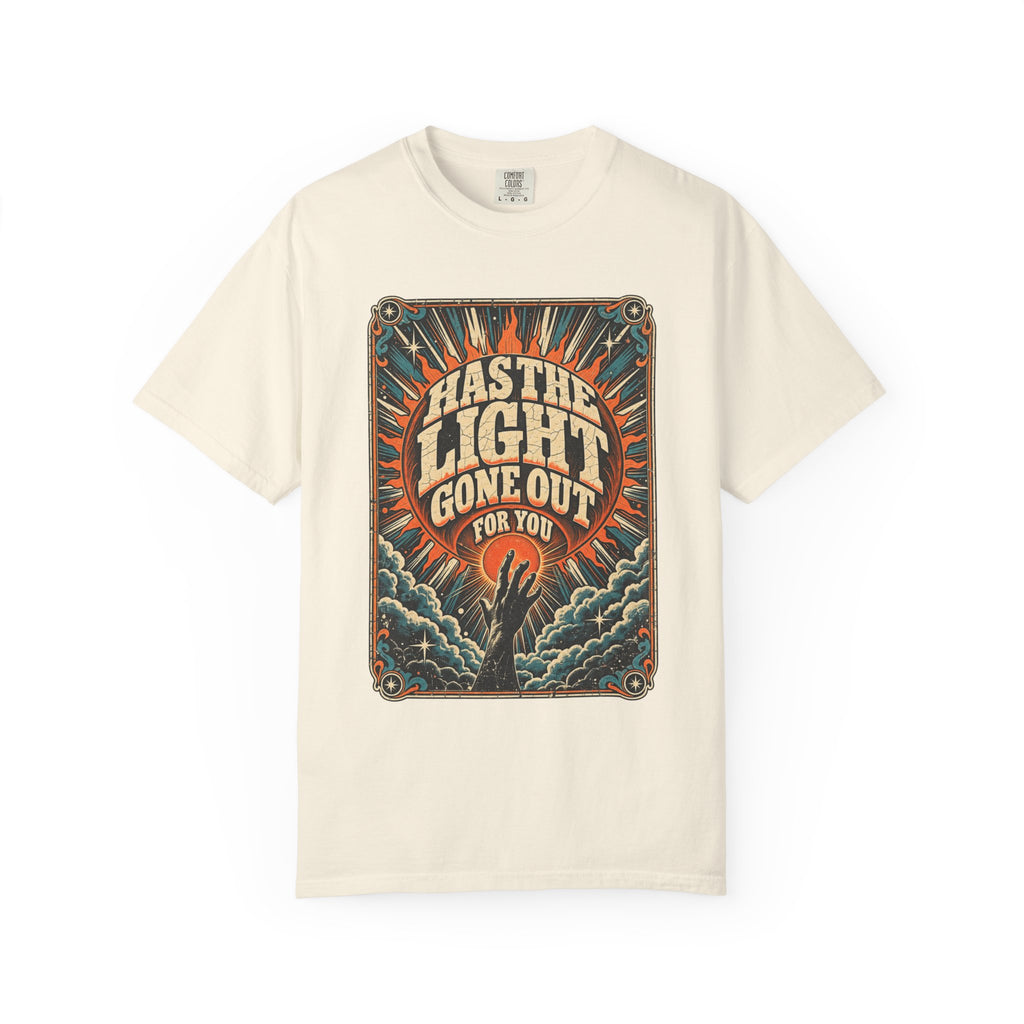 Has The Light Gone Out For You T-shirt in Ivory, front view