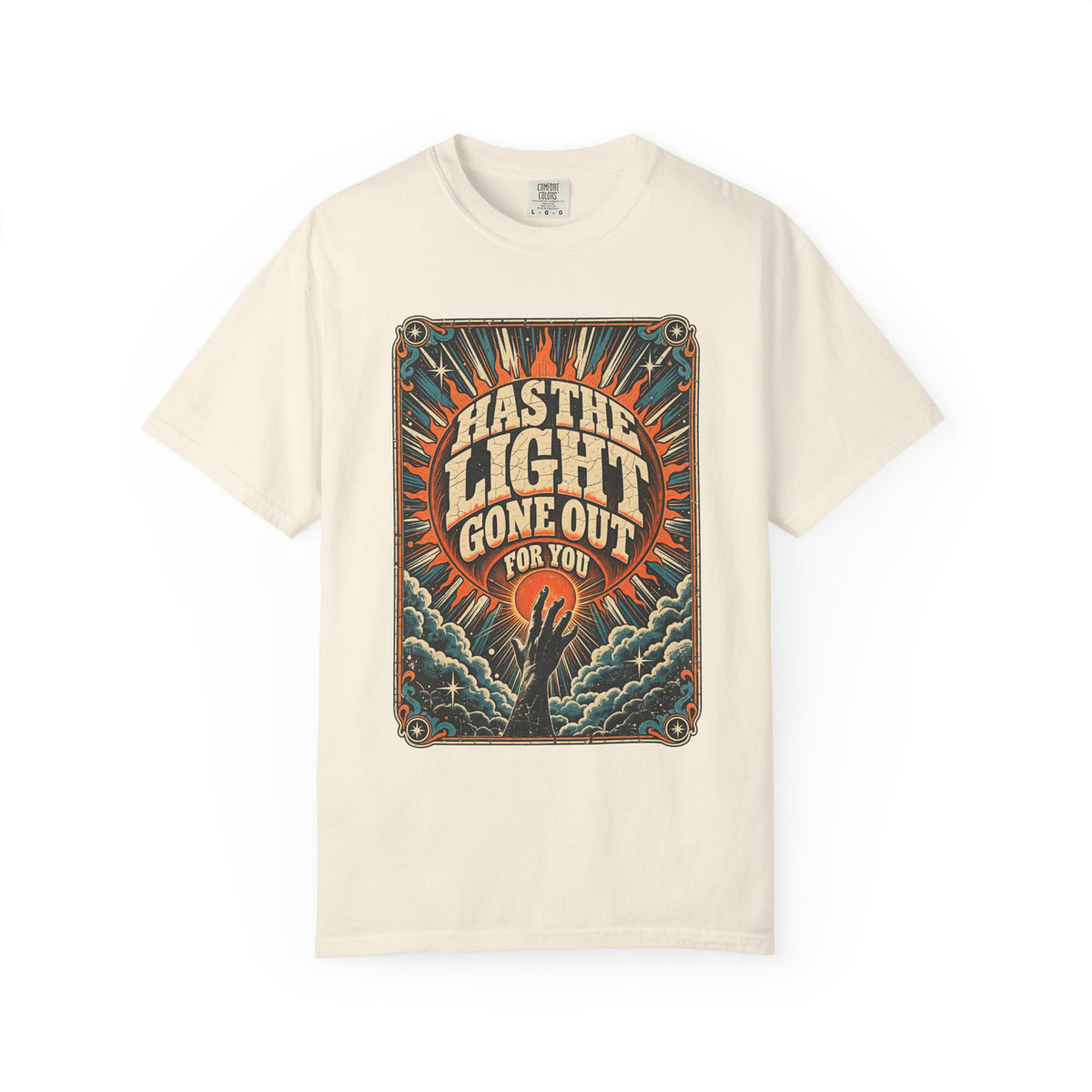 Has The Light Gone Out For You T-shirt in Ivory, front view