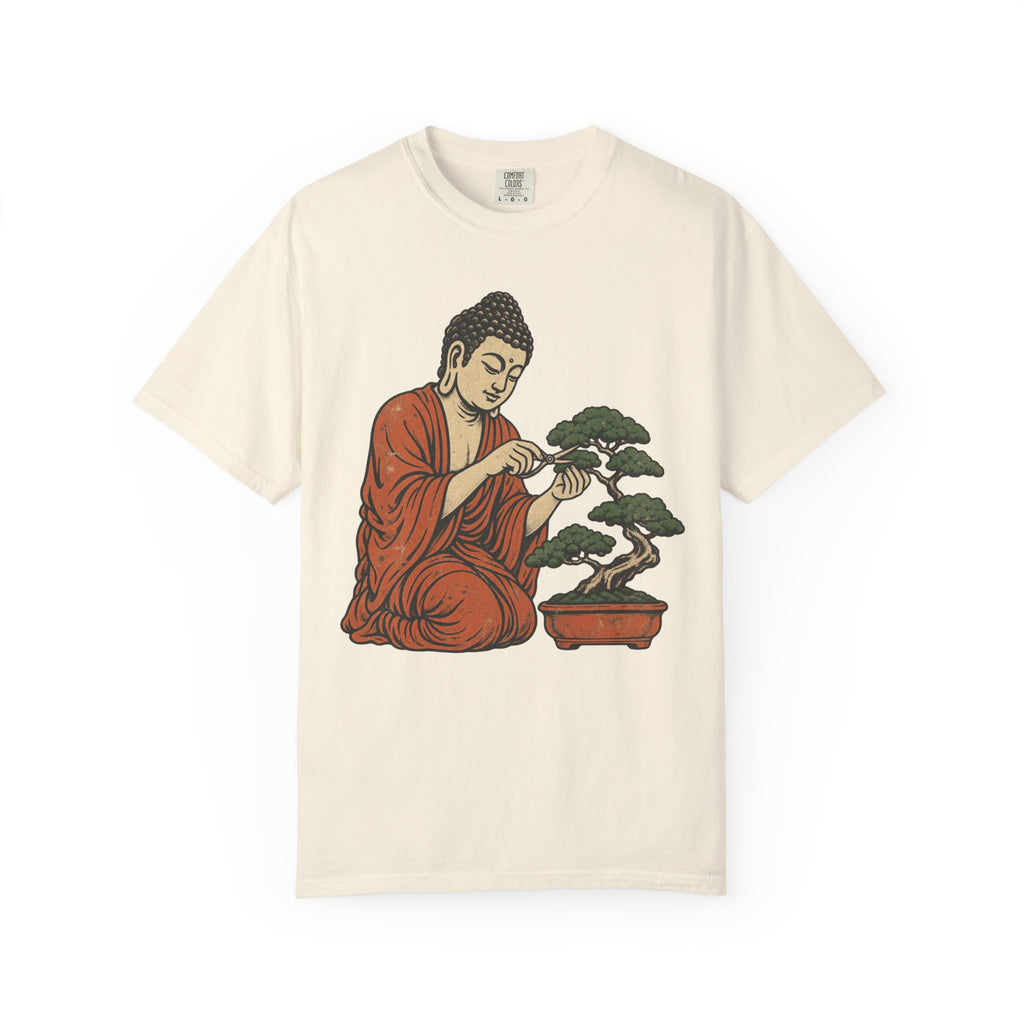 Buddha Bonsai T-shirt in Ivory, front view
