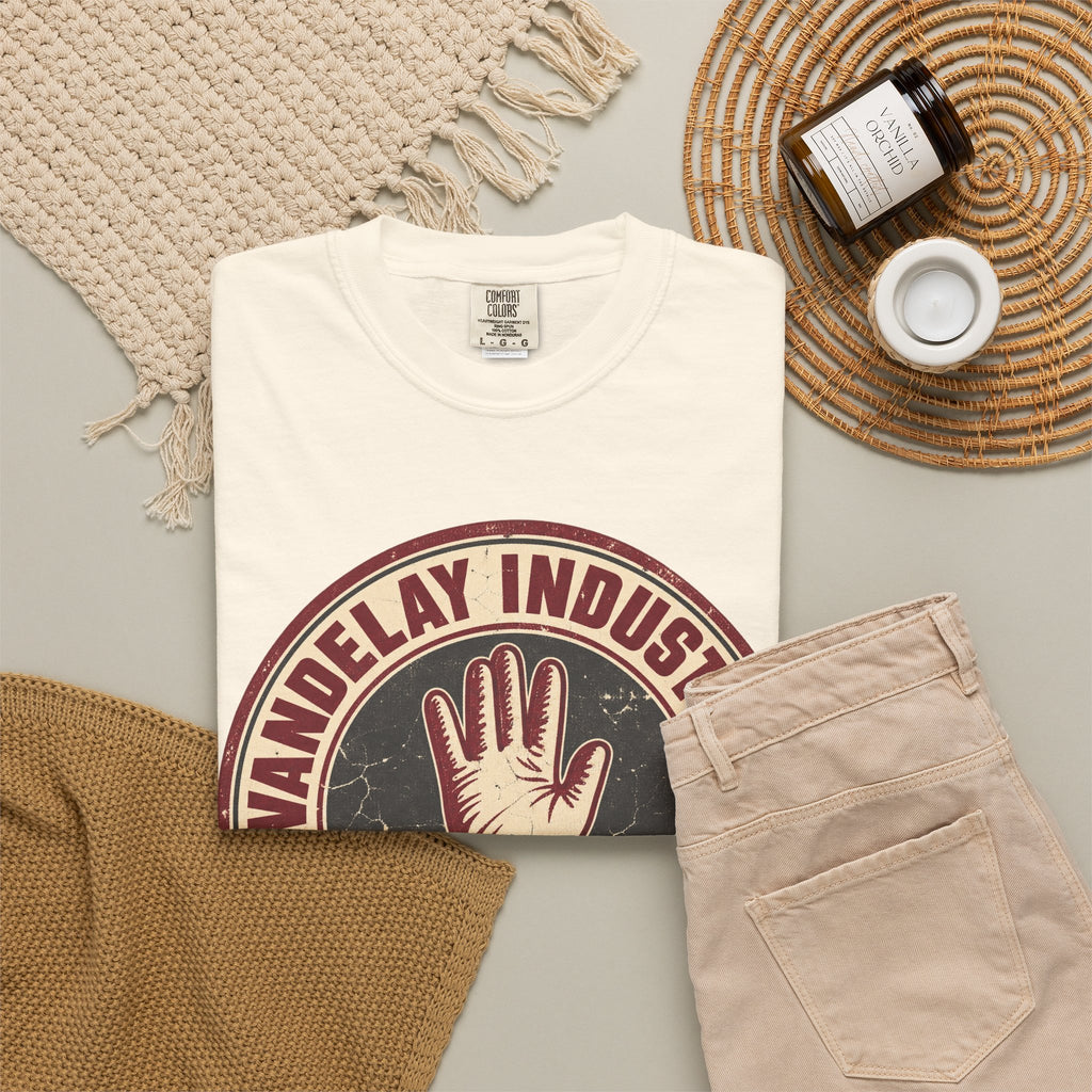 Vandelay Industries T-shirt in Ivory, flat lay view