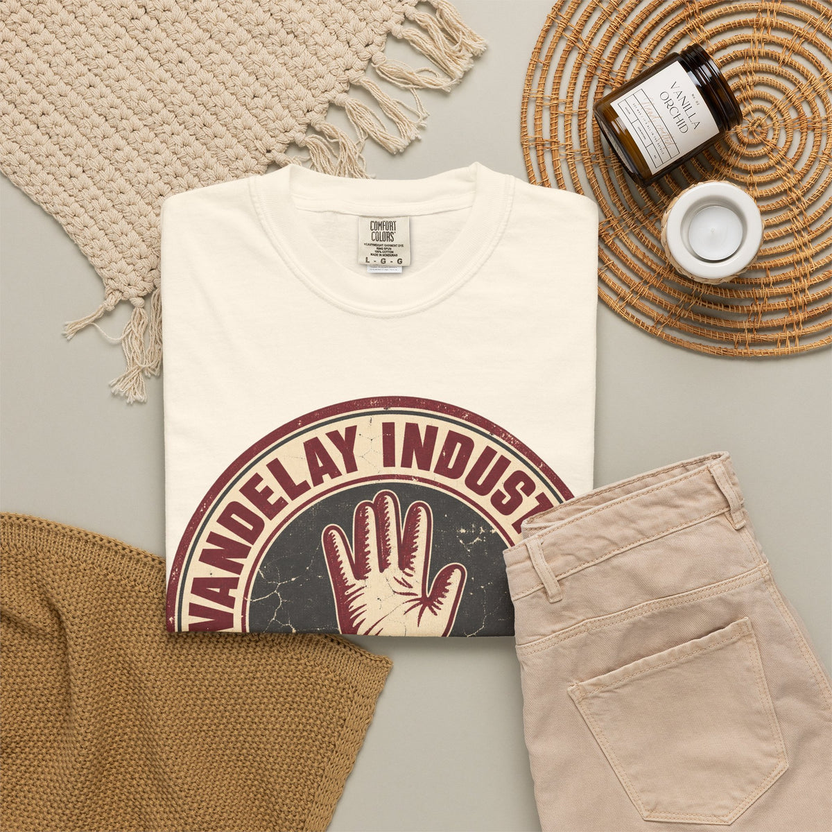 Vandelay Industries T-shirt in Ivory, flat lay view