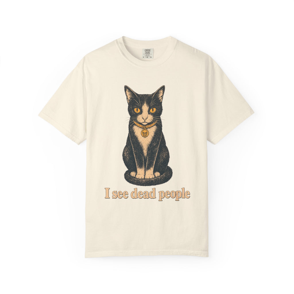 I See Dead People Cat T-shirt in Ivory, front view