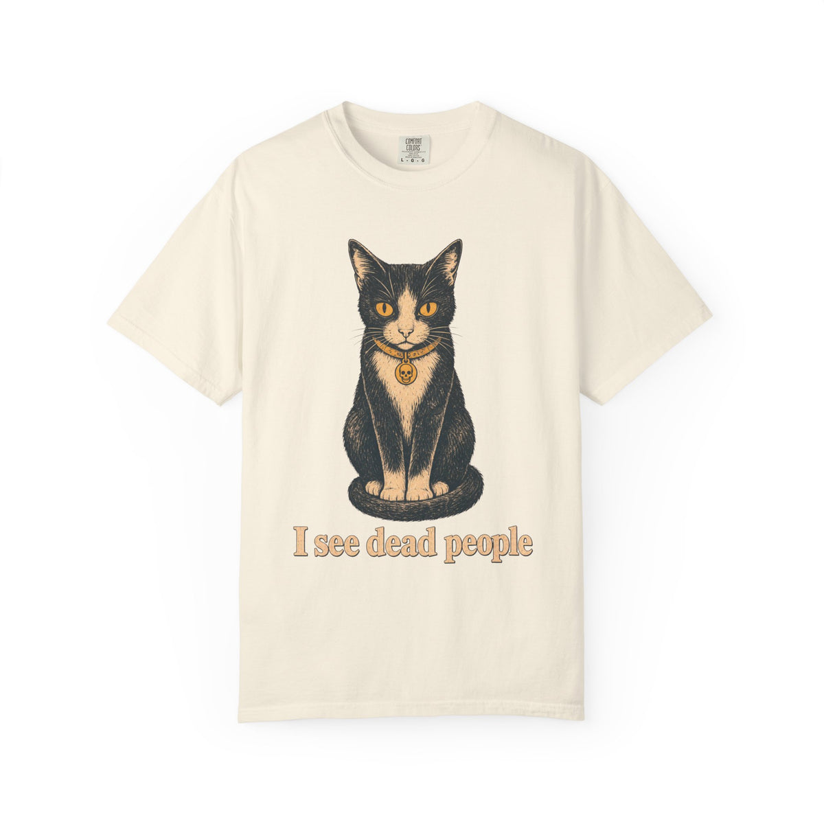 I See Dead People Cat T-shirt in Ivory, front view
