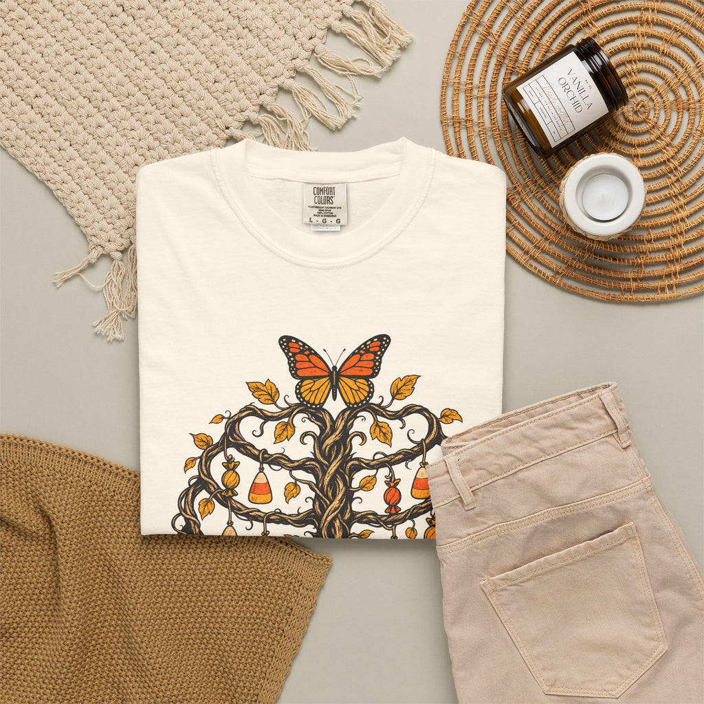 Vine Ribcage T-shirt in Ivory, flat lay view