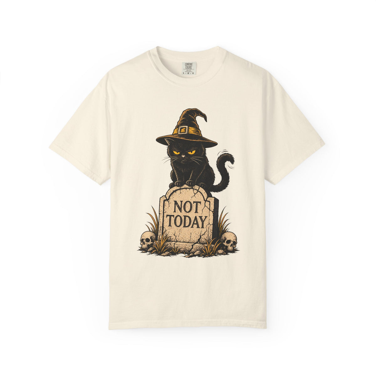 Halloween Cat T-shirt in Ivory, front view