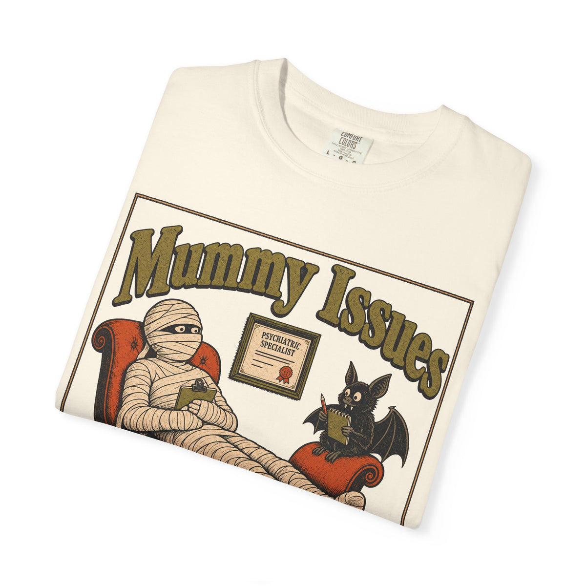 Mummy Issues T-shirt in Ivory, folded view