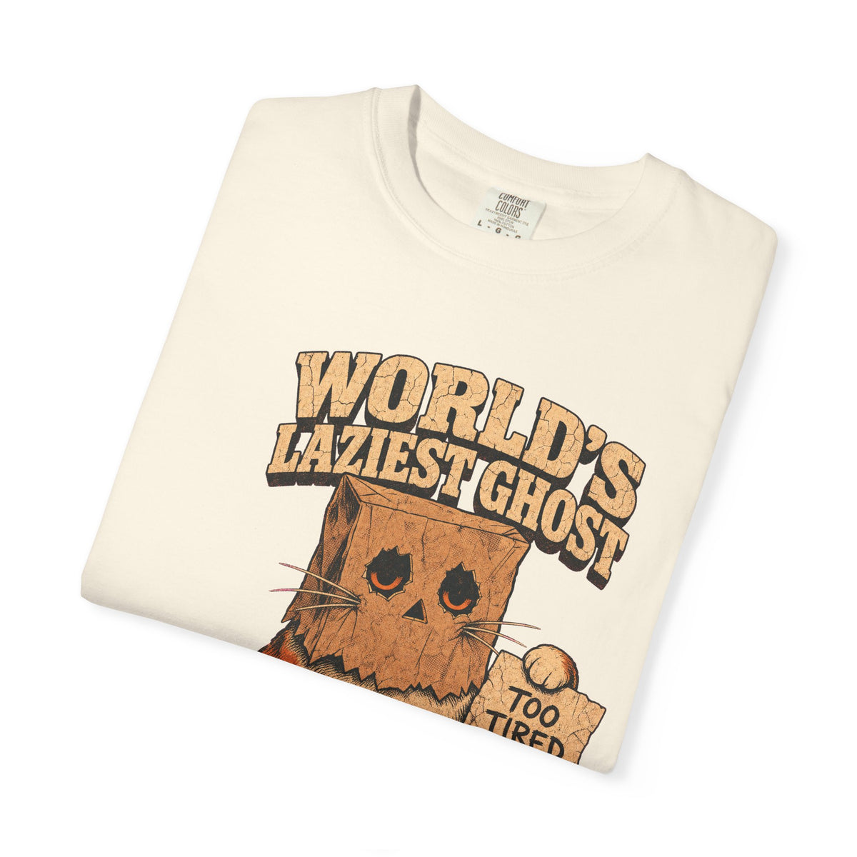 World's Laziest Ghost T-shirt in Ivory, folded view