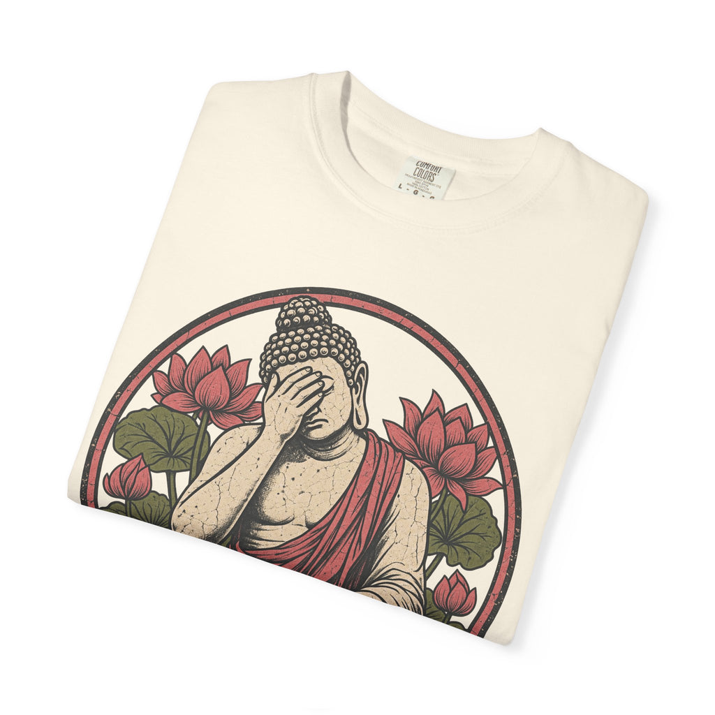 Facepalm Buddha T-shirt in Ivory, folded view