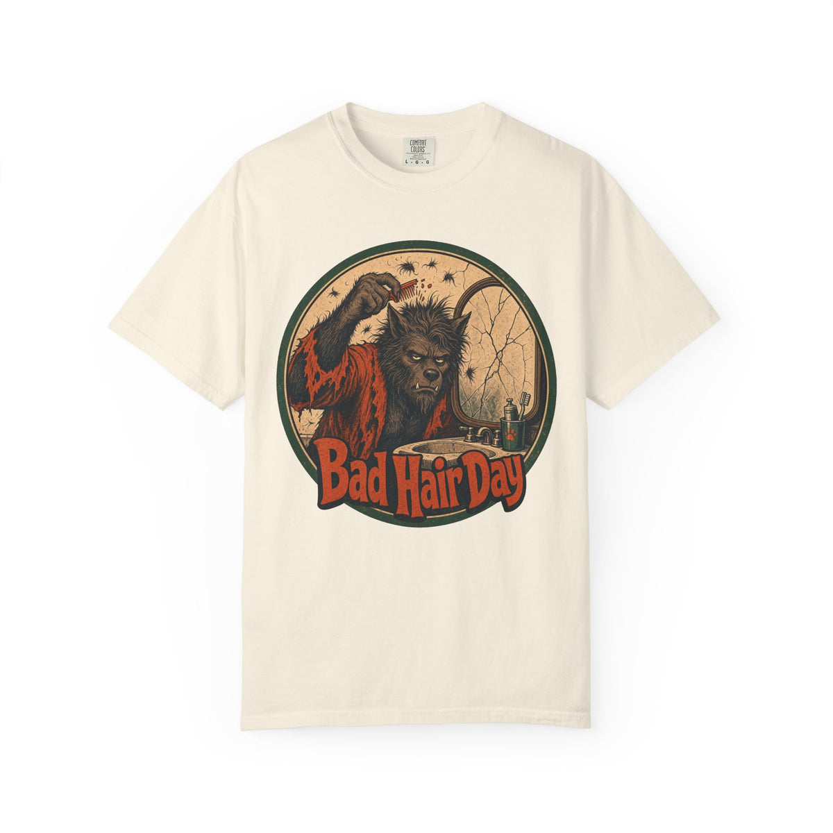 Bad Hair Day Werewolf T-shirt in Ivory, front view