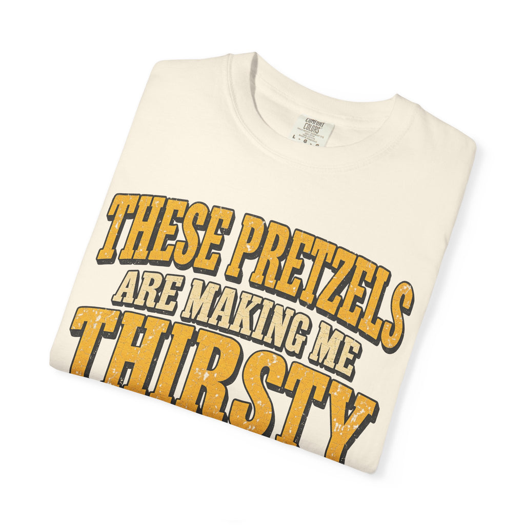 These Pretzels Are Making Me Thirsty T-shirt in Ivory, folded view