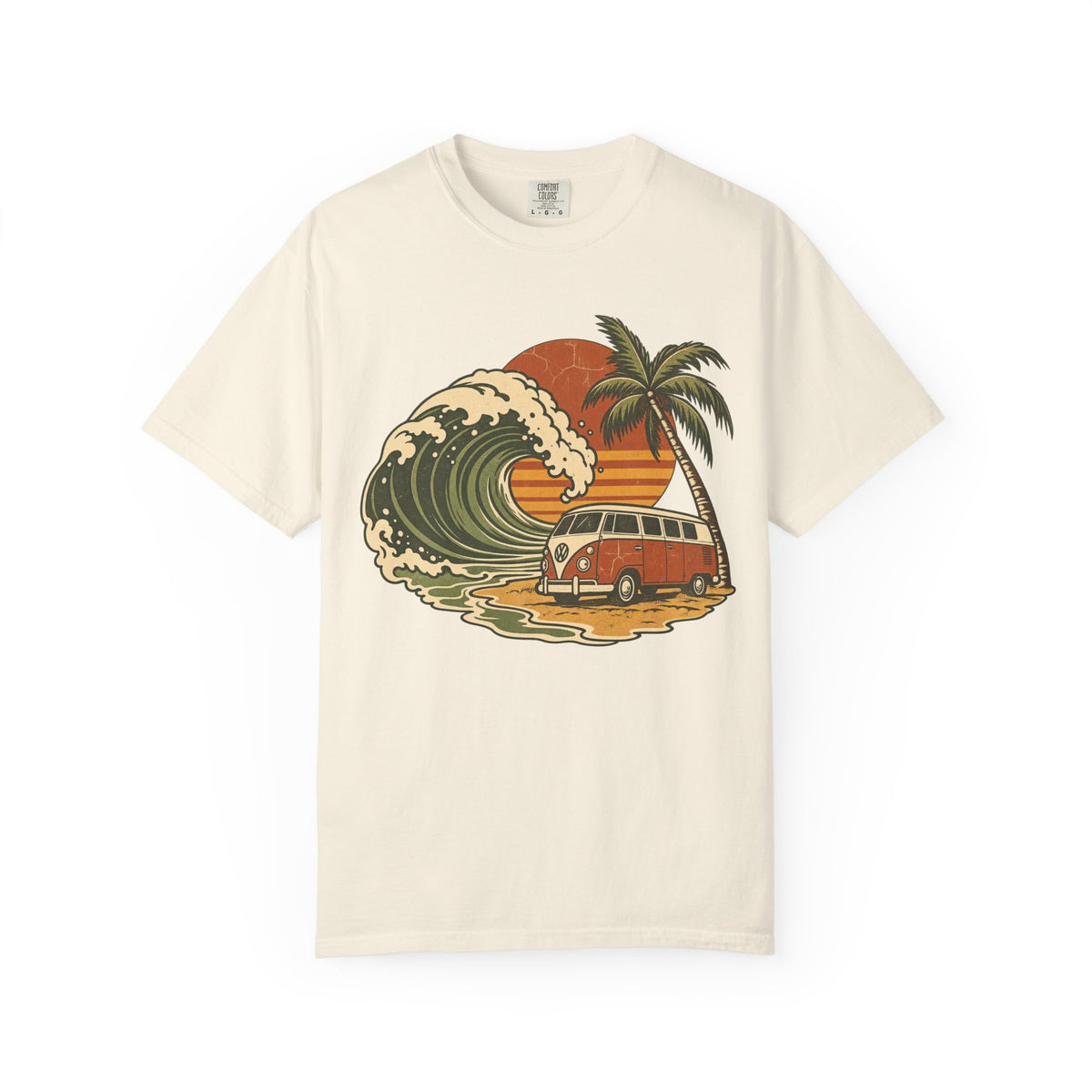 Surf Van Wave T-shirt in Ivory, front view