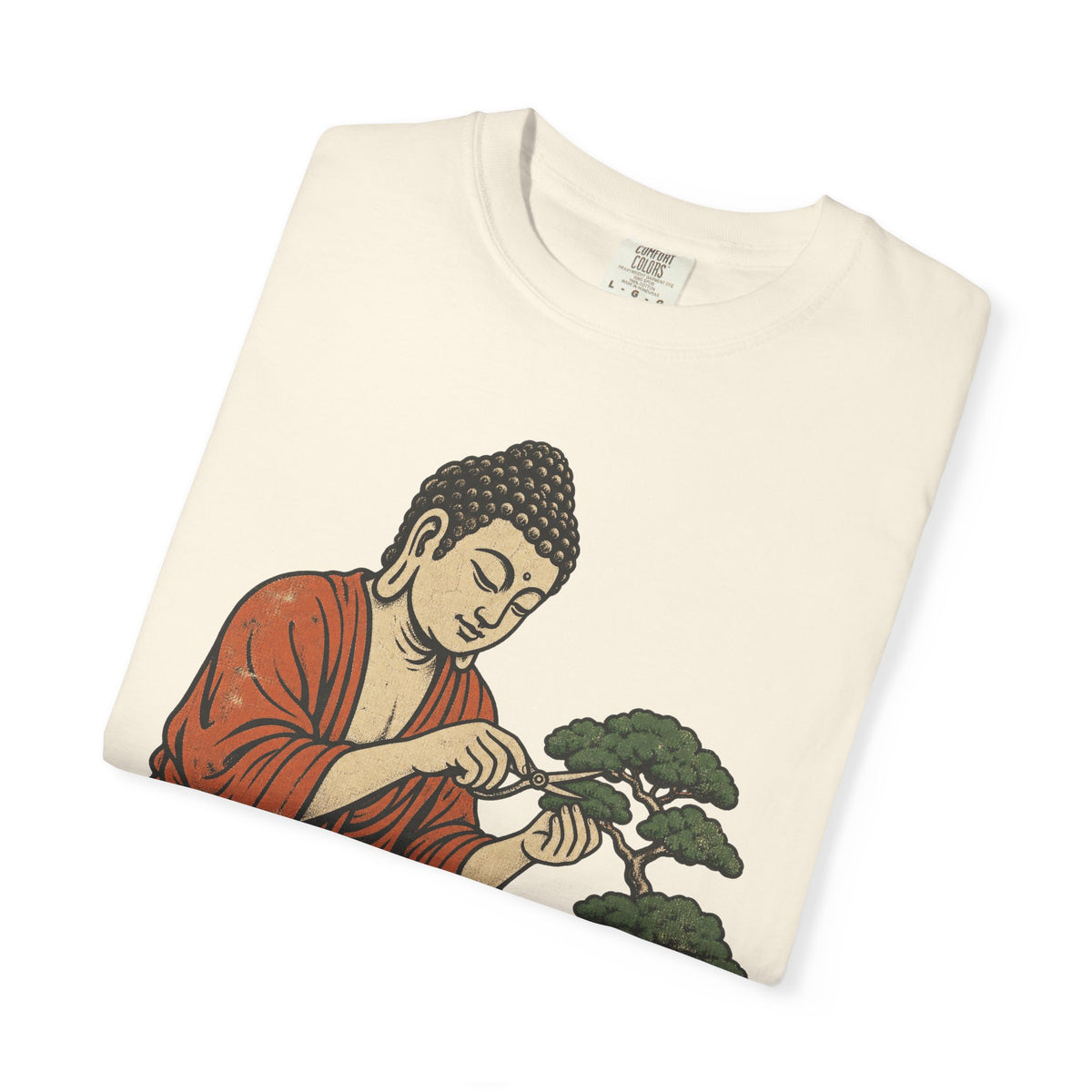 Buddha Bonsai T-shirt in Ivory, folded view