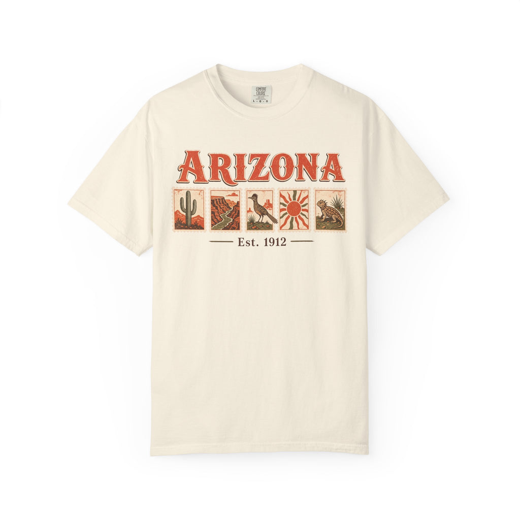 Arizona Postage Stamp T-shirt in Ivory, front view
