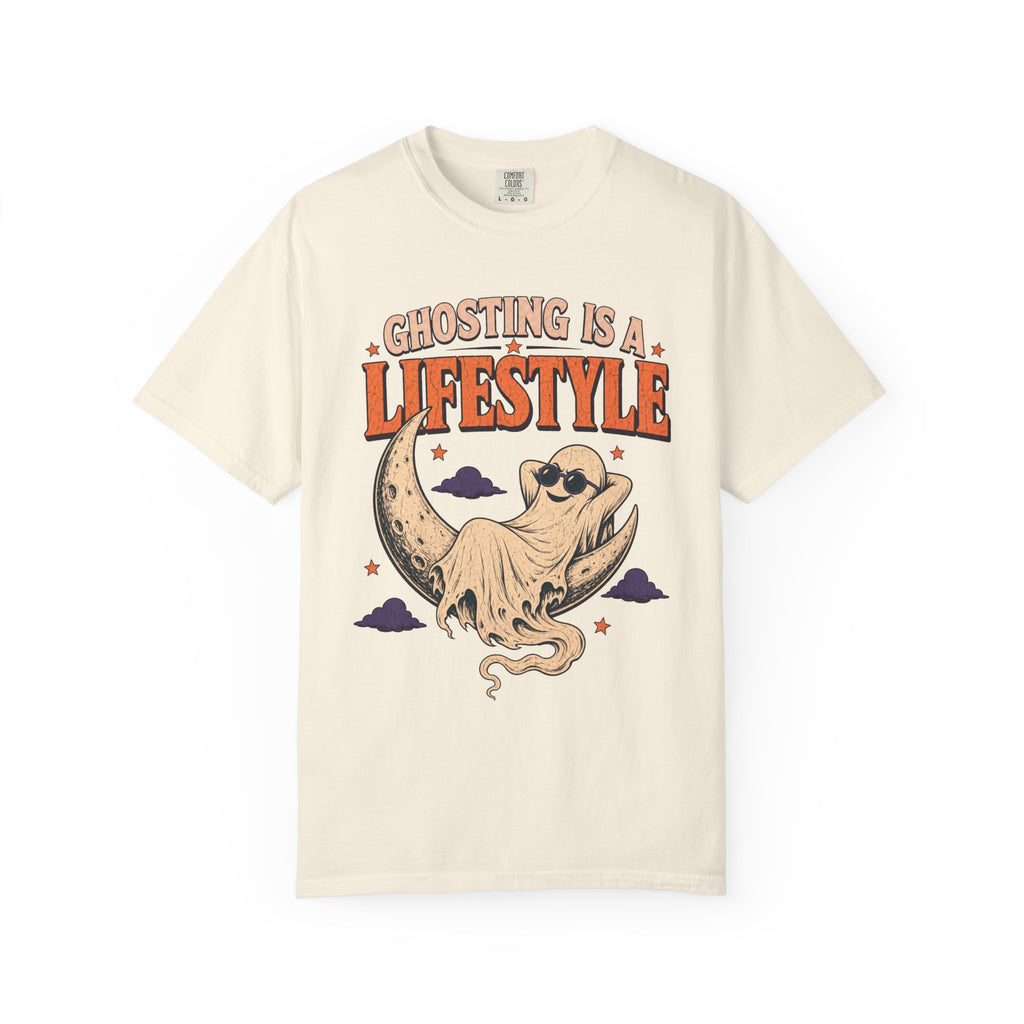 Ghosting Is A Lifestyle T-shirt in Ivory, front view