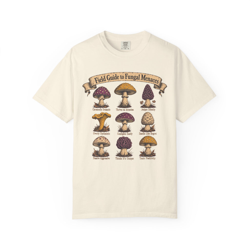 Field Guide to Fungal Menaces T-shirt in Ivory, front view