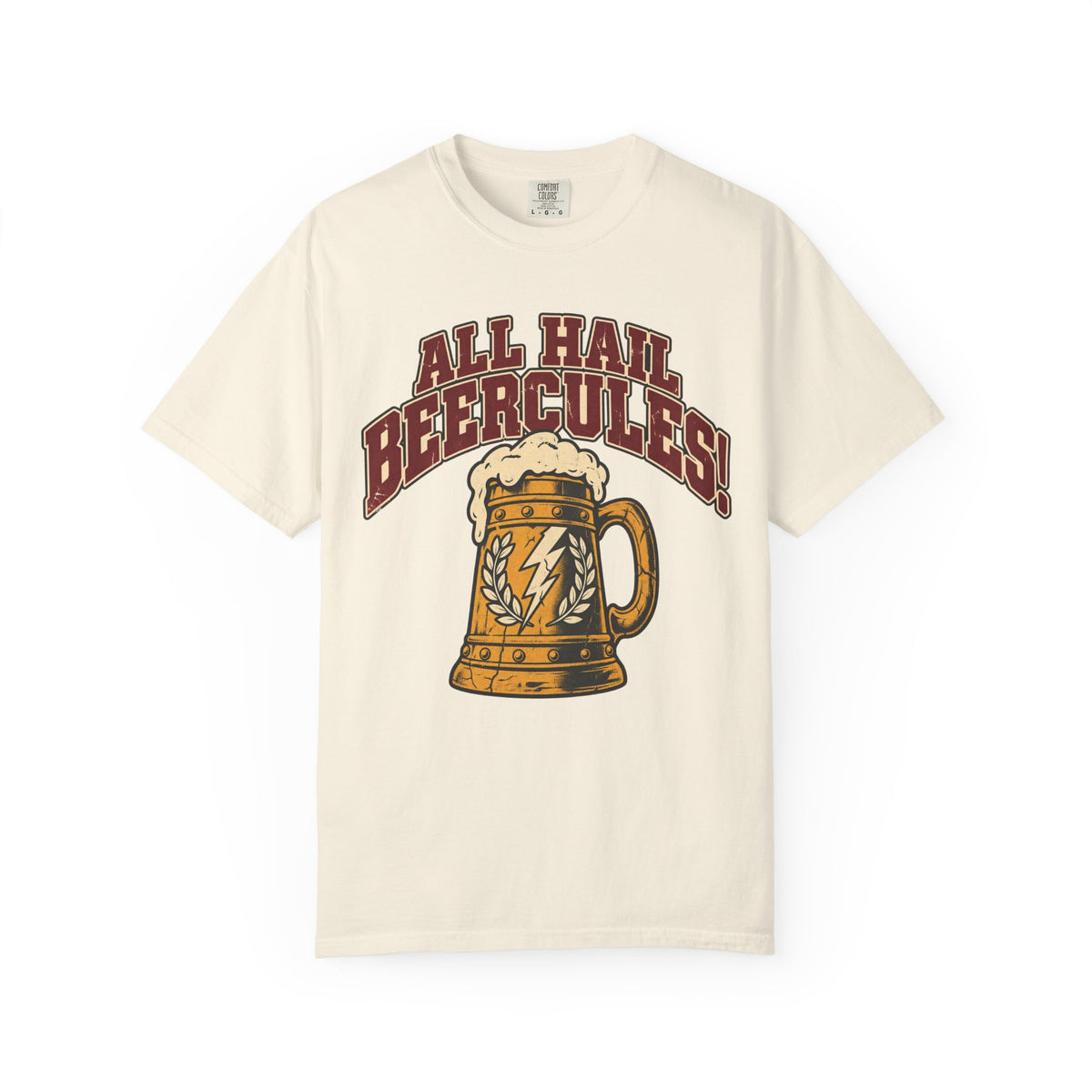 All Hail Beercules T-shirt in Ivory, front view