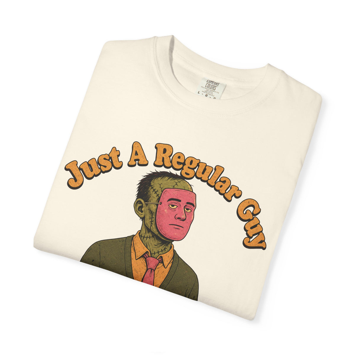 Just A Regular Guy T-shirt in Ivory, folded view