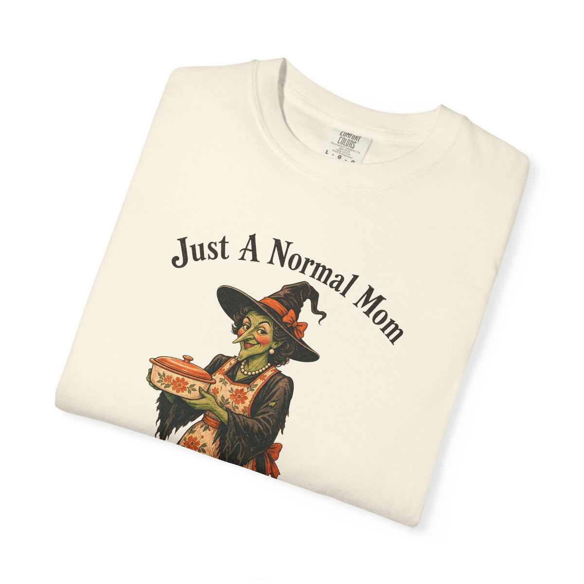 Just A Normal Mom T-shirt in Ivory, folded view