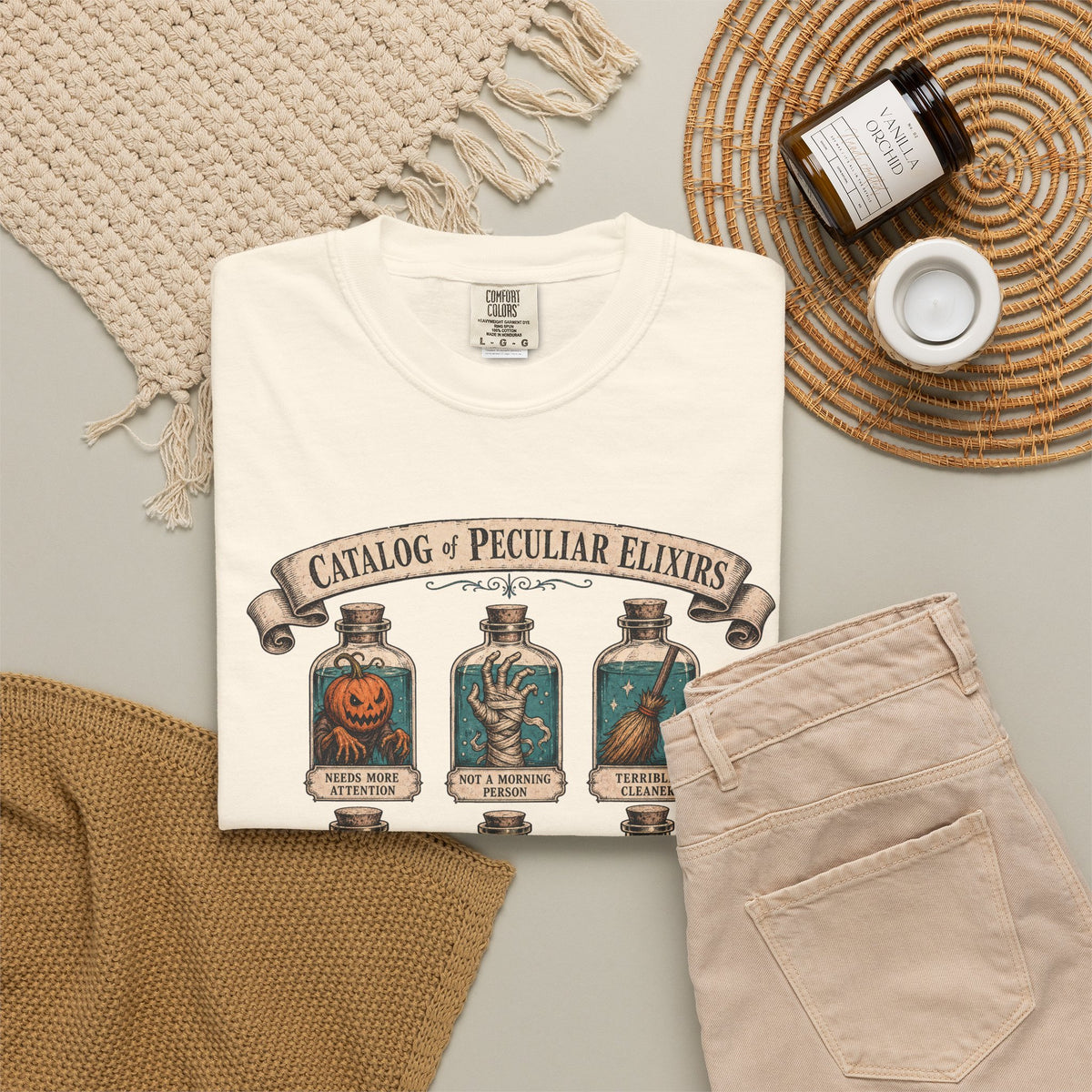 Potion Bottle T-shirt in Ivory, flat lay view