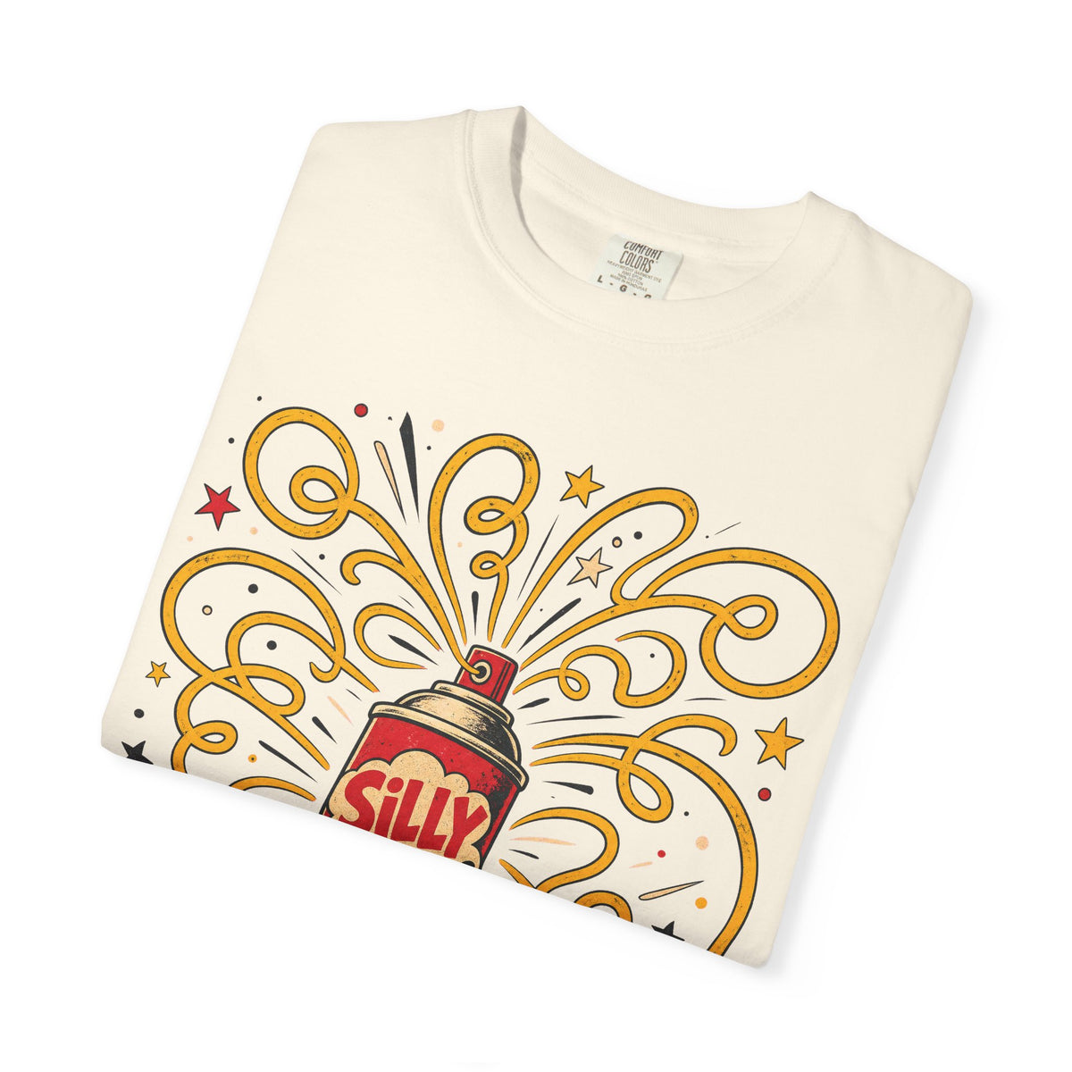 Silly String T-shirt in Ivory, folded view