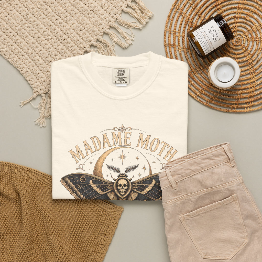 Moth Fortune Teller T-shirt in Ivory, flat lay view
