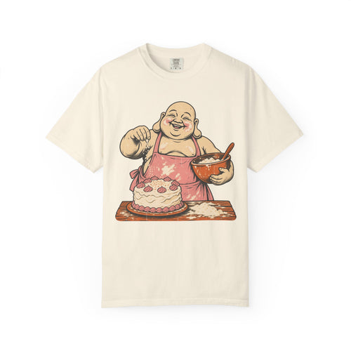 Buddha Baking Cake T-shirt in Ivory, front view