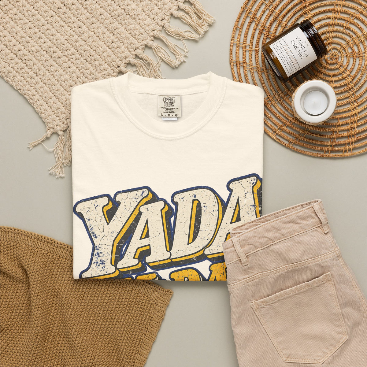 Yada Yada Yada T-shirt in Ivory, flat lay view