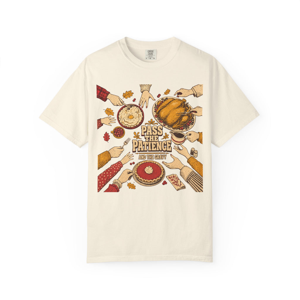 Pass The Patience T-shirt in Ivory, front view