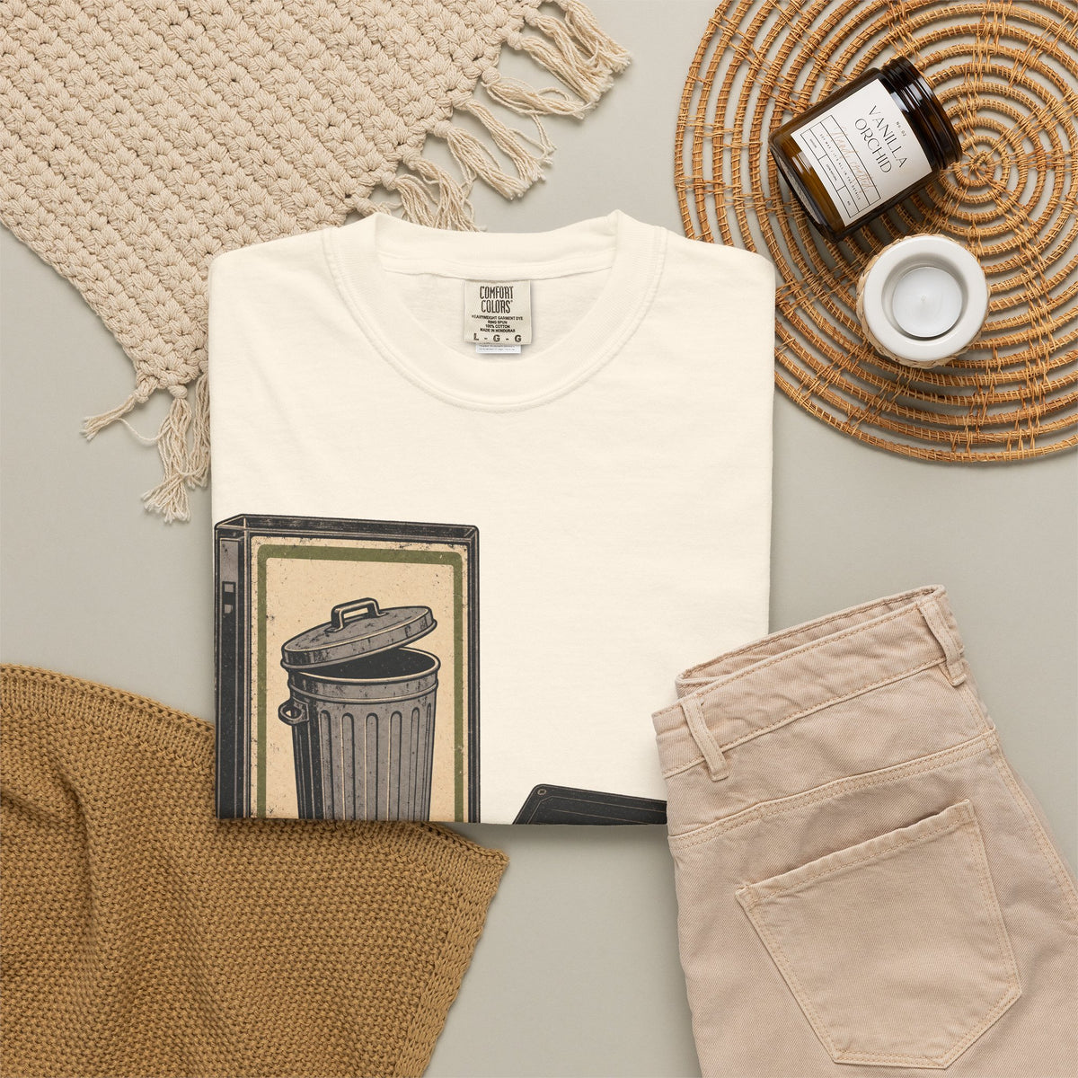 Cassette Tape T-shirt in Ivory, flat lay view