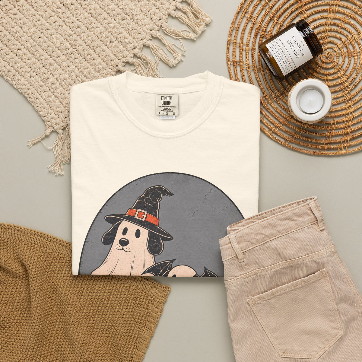 Ghost Dog T-shirt in Ivory, flat lay view