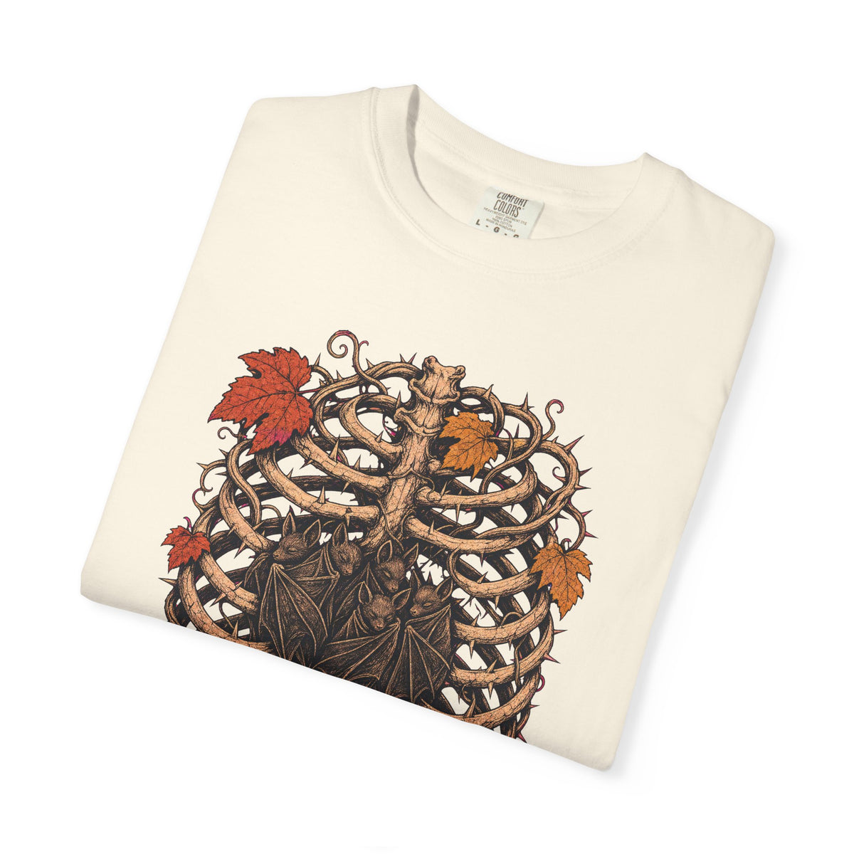 Vine Ribcage T-shirt in Ivory, folded view