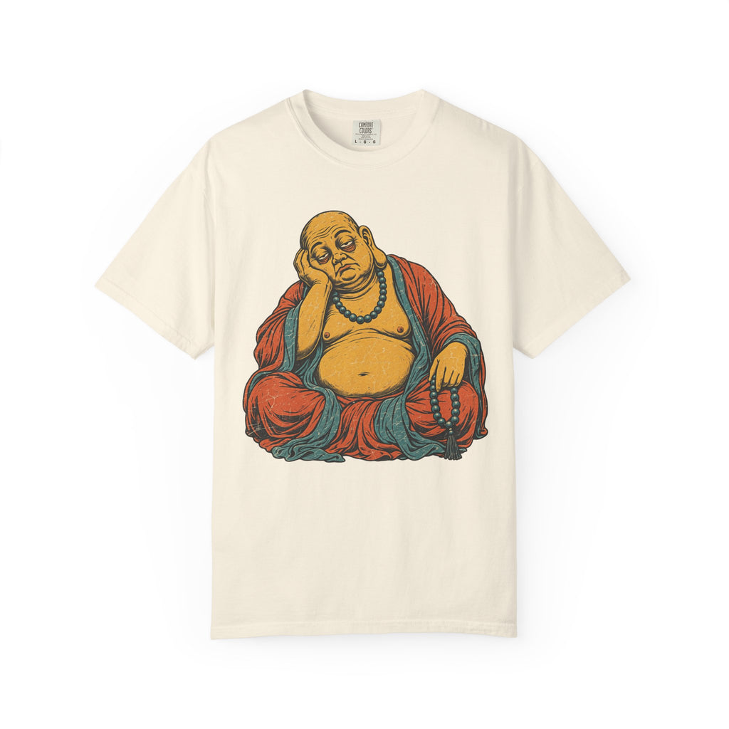 Tired Buddha T-shirt in Ivory, front view