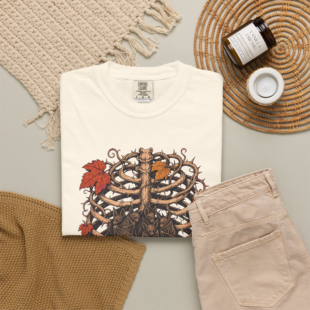 Vine Ribcage T-shirt in Ivory, flat lay view