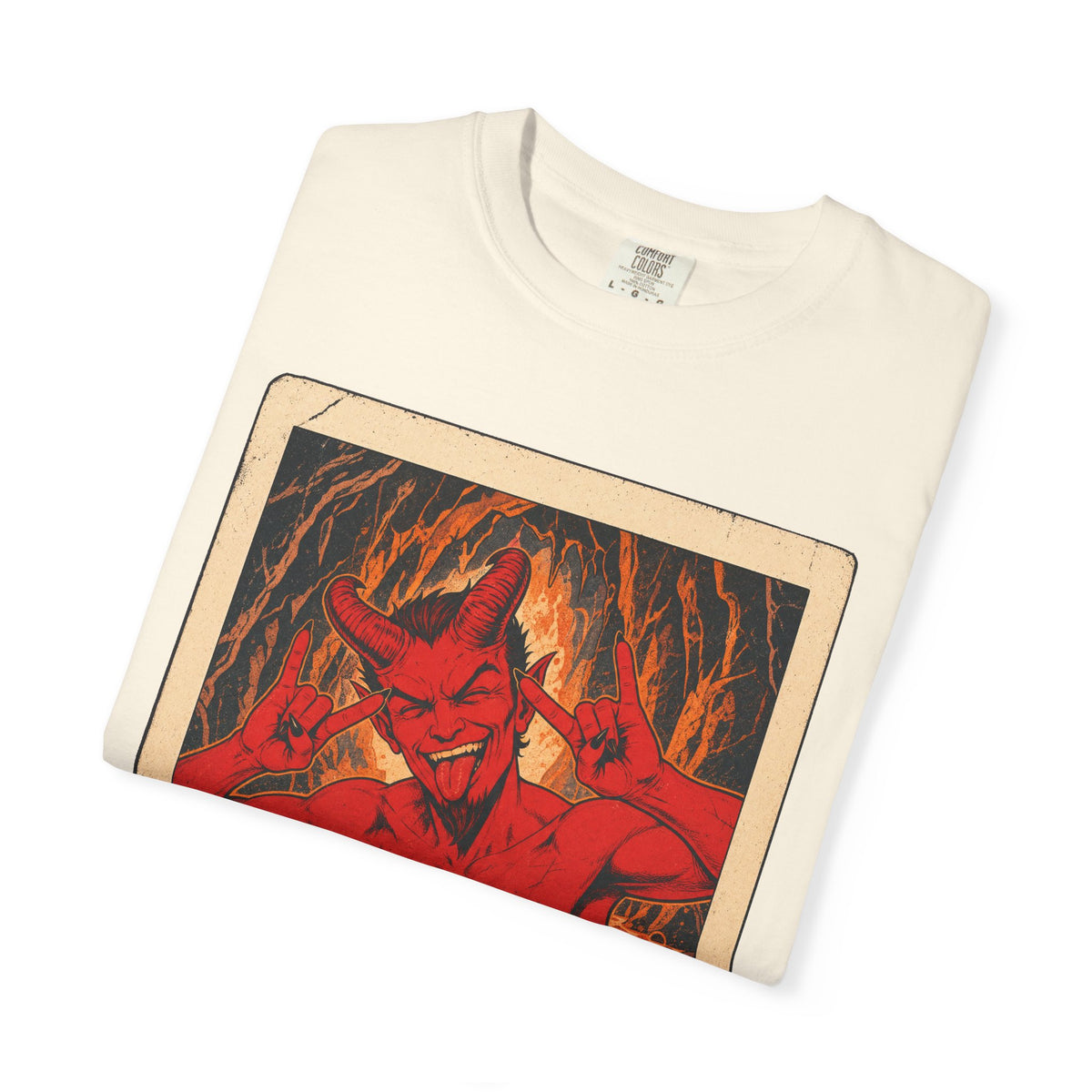 Demon Selfie T-shirt in Ivory, folded view