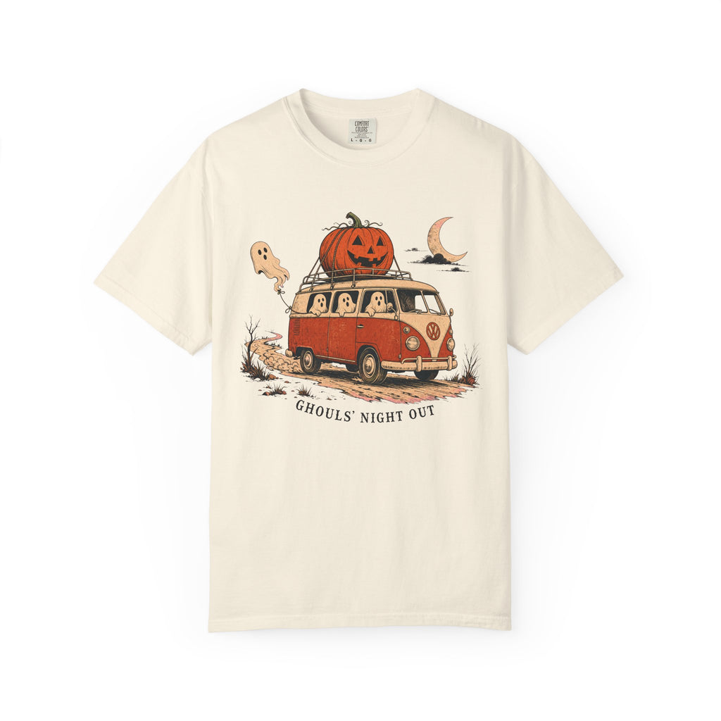 Haunted Camper Van T-shirt in Ivory, front view
