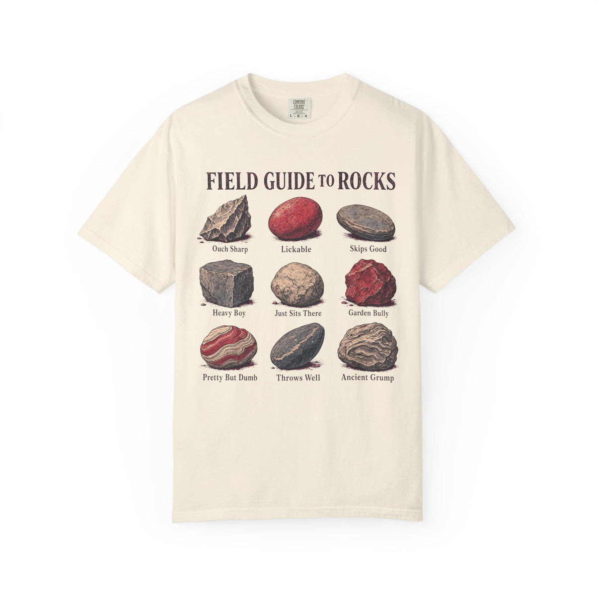 Rock Field Guide T-shirt in Ivory, front view