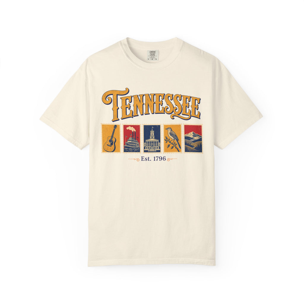 Tennessee Postage Stamp T-shirt in Ivory, front view