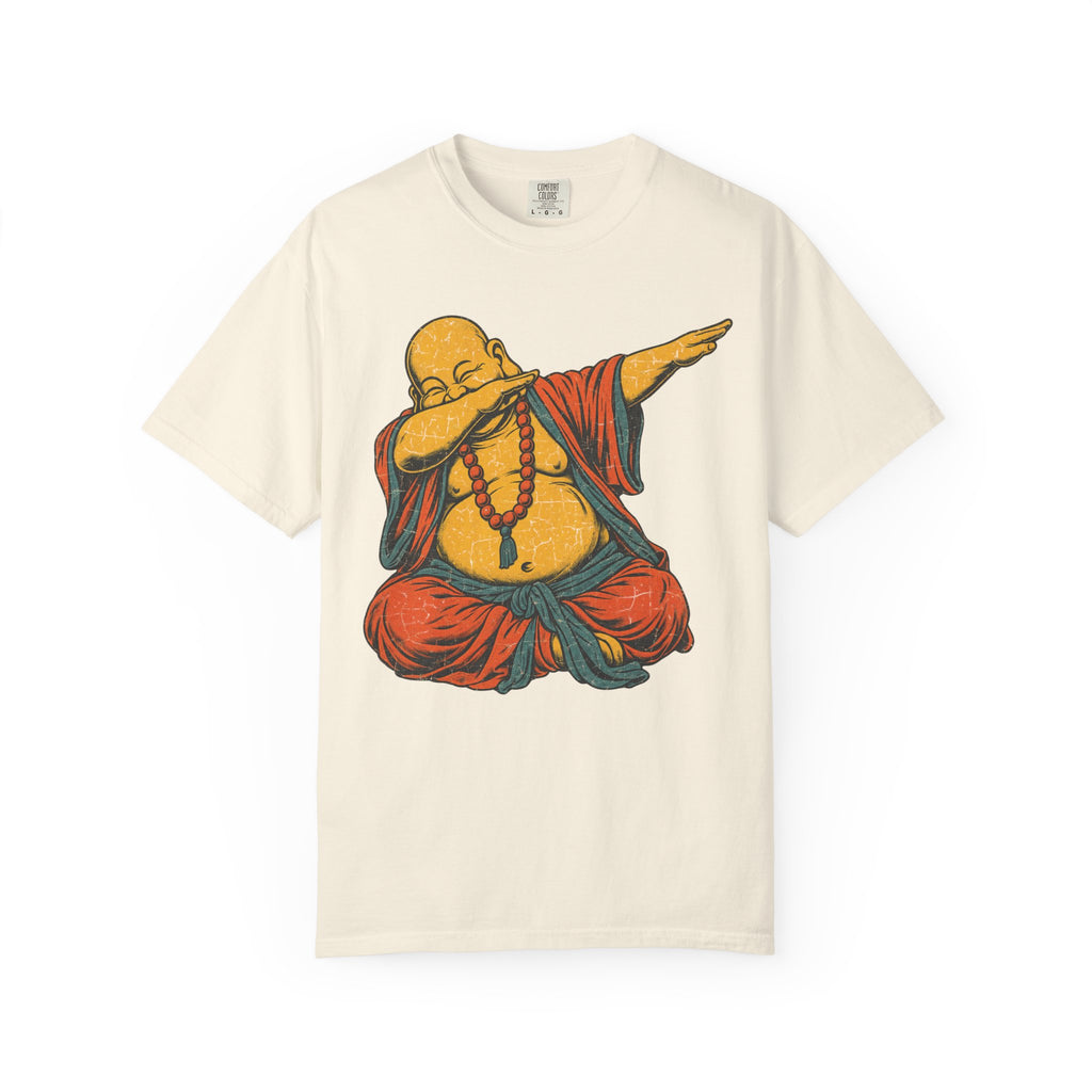 Dabbing Buddha T-shirt in Ivory, front view