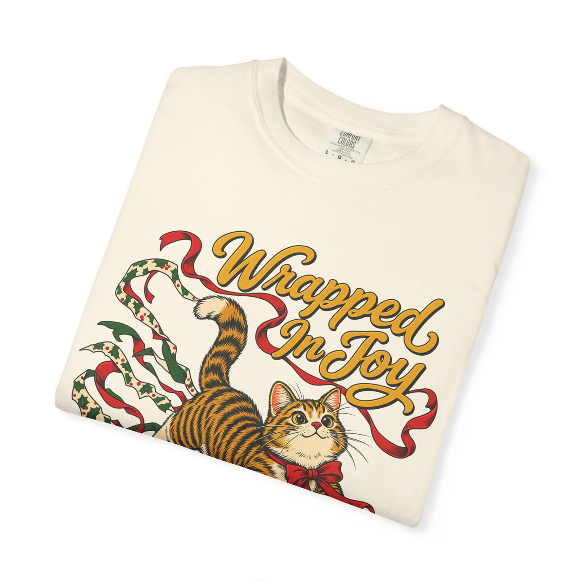 Wrapped In Joy T-shirt in Ivory, folded view