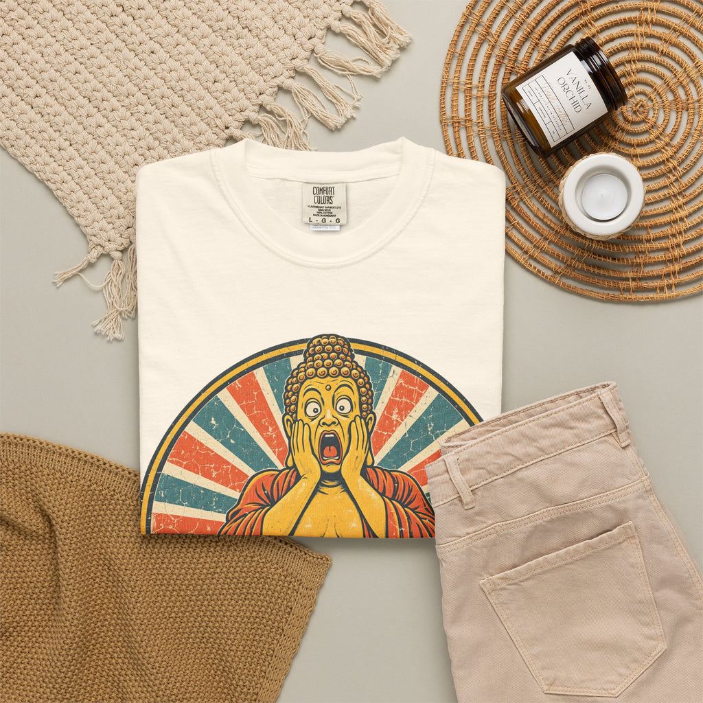 Buddha Home Alone Scream T-shirt in Ivory, flat lay view