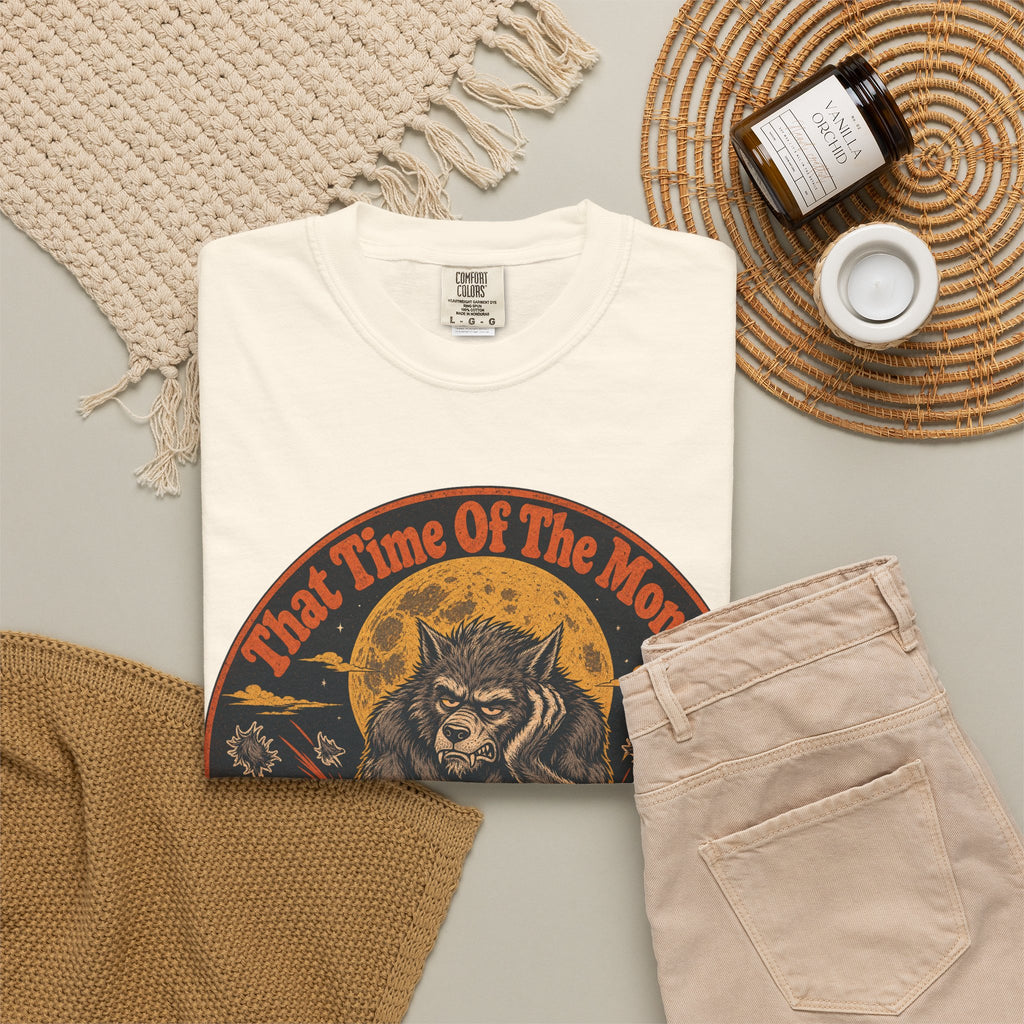 That Time Of The Month Werewolf T-shirt in Ivory, flat lay view