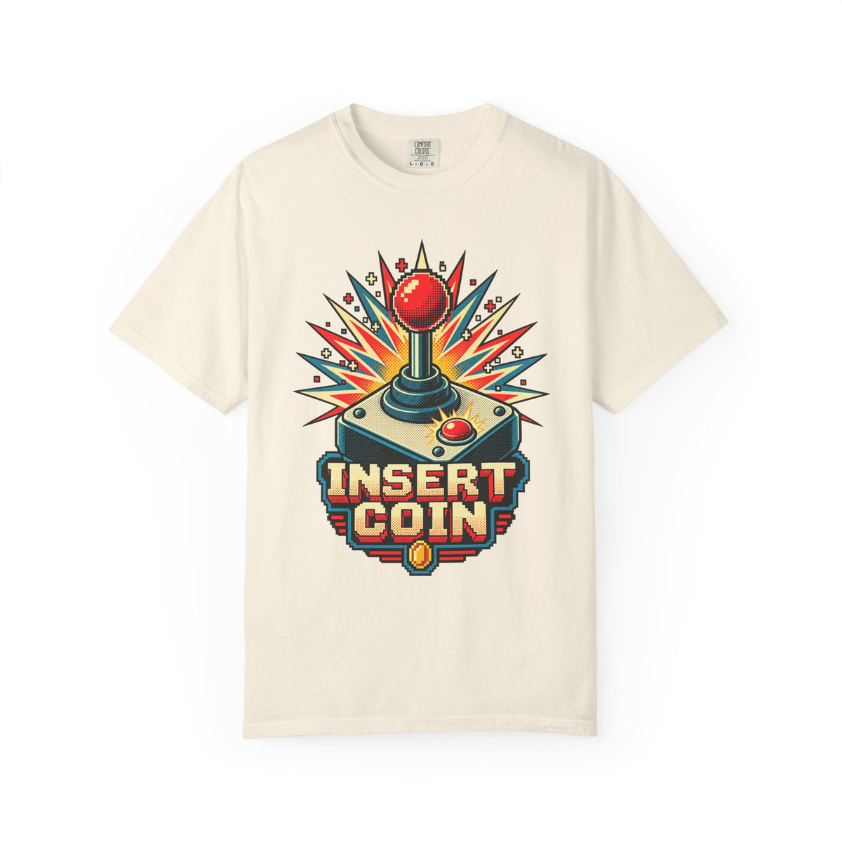 Insert Coin T-shirt in Ivory, front view