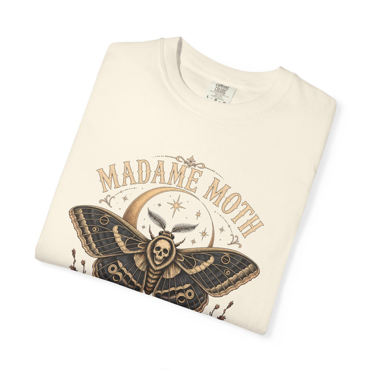 Moth Fortune Teller T-shirt in Ivory, folded view